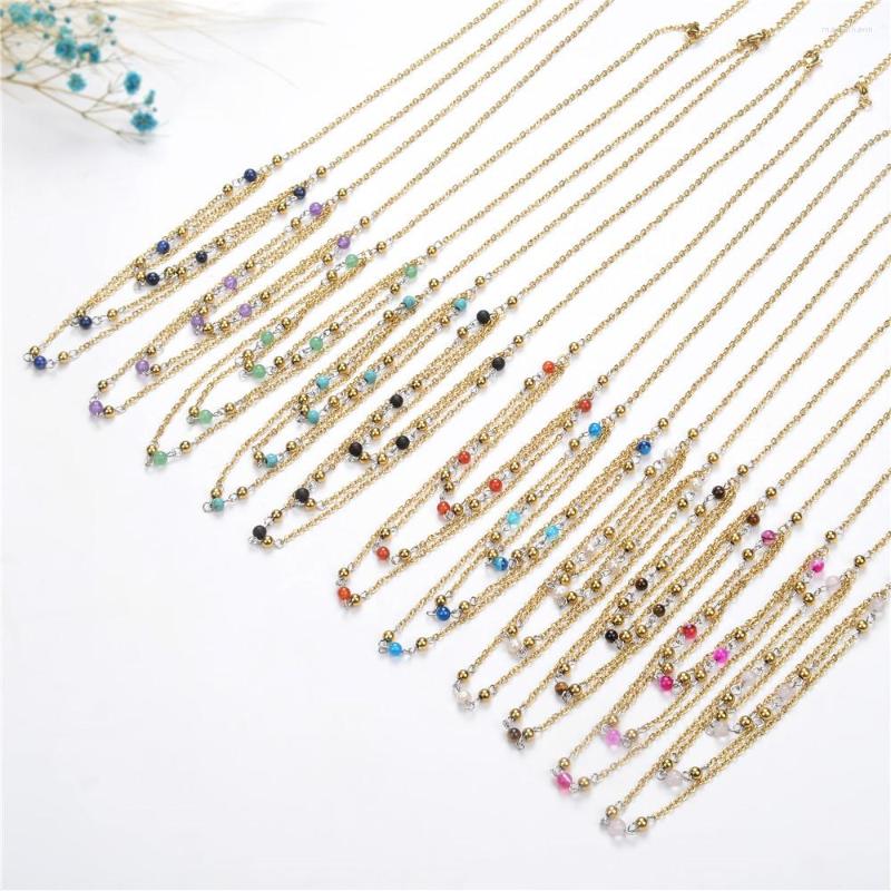 

Chains Selling Winter Fashion Female Top Quality Jewelry Stainless Steel Natural Beautiful Pure Stone Crystal Dress Necklace