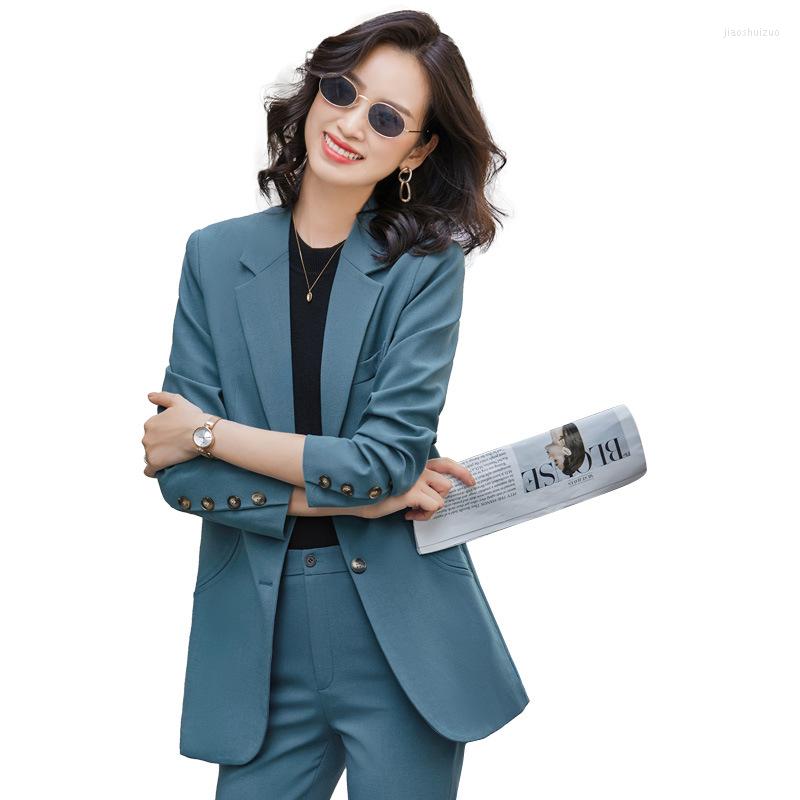 

Women' Two Piece Pants High Quality Women' Suit Two-piece High-end Spring And Autumn Slim Single-breasted Ladies Office Jacket Elegant, Black