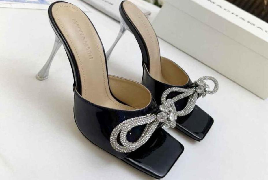 

Realfine Slippers 5A 5518200 MachMach Double Bow Mules 95cm Heels Slipper Sandals for Women Size 35428545116, Beige