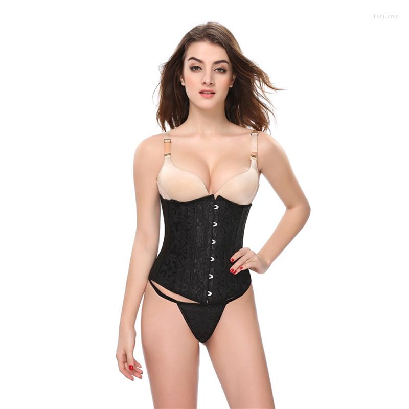 

Women's Shapers Women Gothic Sexy Jacquard Underbust Corset Bustier Waist Cincher Slimming Body Shaper Corselete Lingerie Party Clubwear, Black