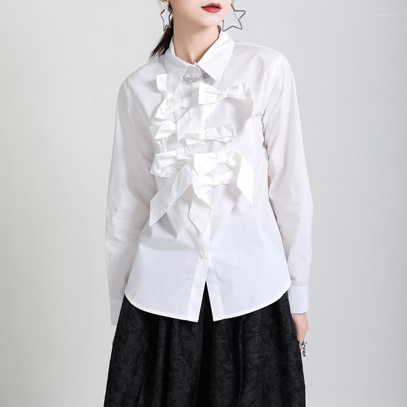 

Women' Blouses Long Sleeve Lapel Bow Spliced Slim White Shirt For Women Spring Autumn Streetwear Chic French Style Casual Tops Blouse 1943, Black