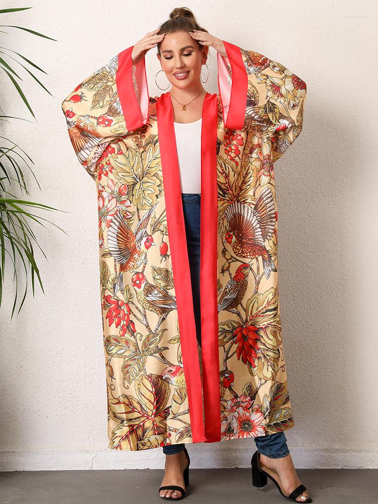 

Women's Swimwear Europe Fashion Printing Cotton Pleated Dress Beach Wear Elegant Africa Women Cardigan Bohemian Holiday Party Kimono Luxury, 02