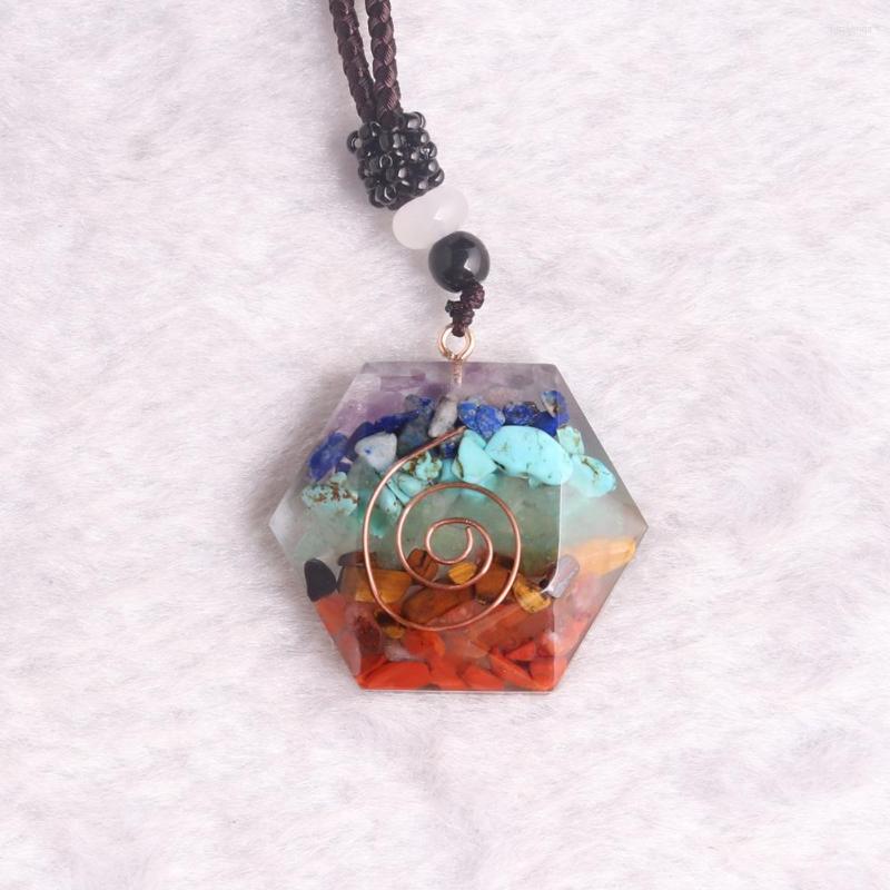 

Pendant Necklaces Free From 1Pc Hexagon 7 Chakra Sri Yantra Orgone Stone Energy Sacred Geometry Crystal Meditation Jewelry Gift