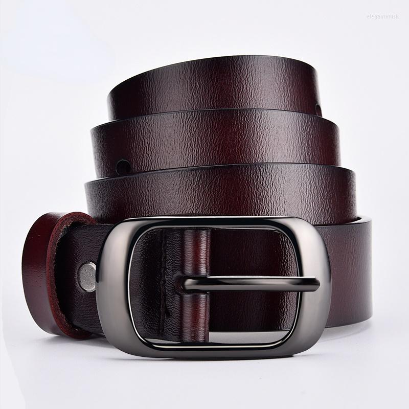 

Belts Genuine Leather Ladies Fashion Retro Punk Belt Alloy Pin Buckle High Quality Business Casual Trend Jeans, Black