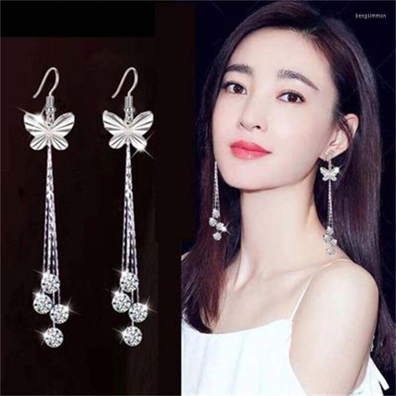 

Dangle Earrings 2023 High Grade Sense Zircon Butterfly Tassel South Korean Temperament Fashion Web Celebrity Long Stud Women
