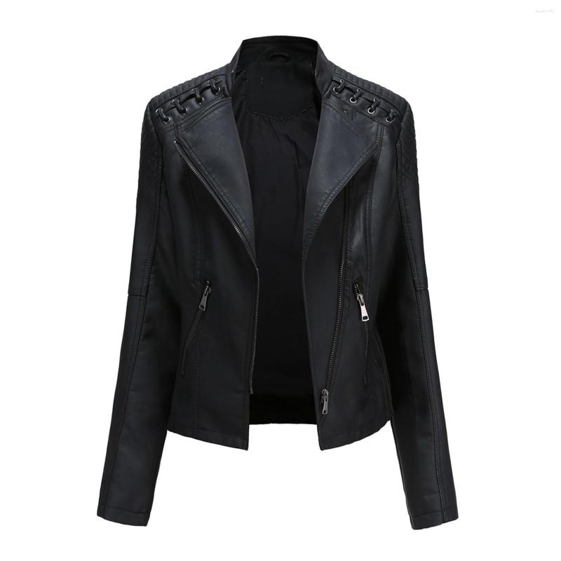

Women's Jackets Fleece Fall Jacket Women Ladies Lapel Motor Coat Zip Biker Short Punk Cropped Tops, Khaki