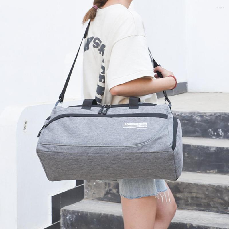 

Outdoor Bags Dry Wet Separation Waterproof With Shoe Compartment Portable Gym Removable Shoulder Strap For Travel Swimming, Black