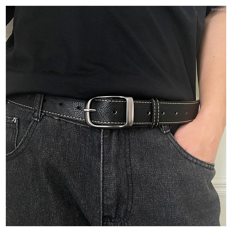 

Belts Men'S Imitation Leather Belt Pin Buckle Jeans Casual, Black