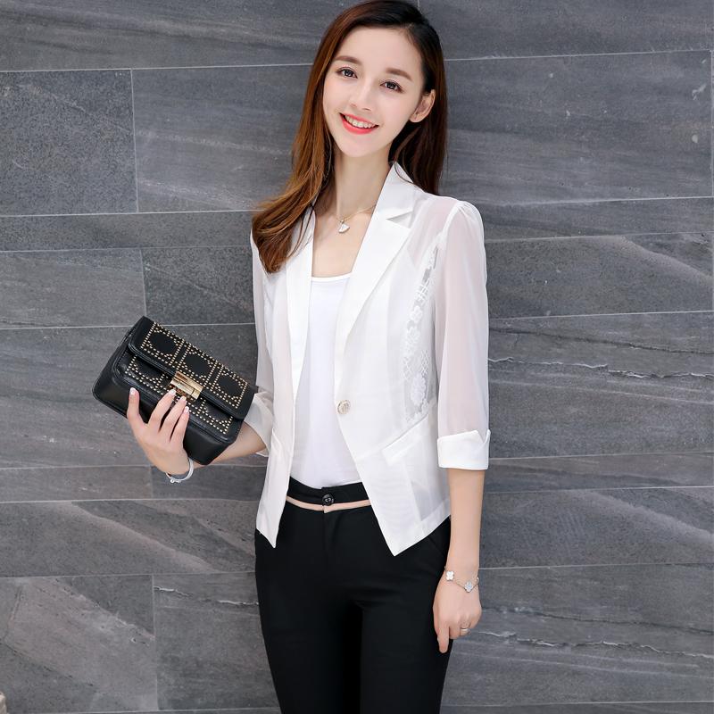 

Pants Small suit female jacket fashion short paragraph 2022 spring new style temperament commute OL sevenpoint sleeve suit shirt