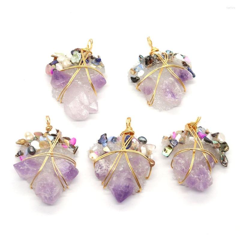 

Pendant Necklaces 1pcs Natural Stone Amethyst Quartz Winding Exquisite Necklace For DIY Handmade Jewelry Valentine's Day Gift