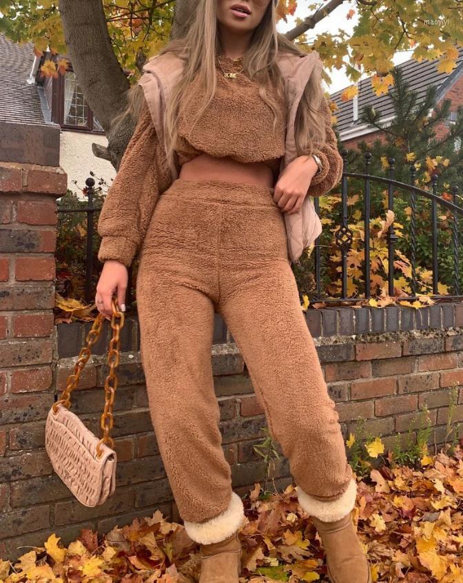 

Women' Two Piece Pants Tow Piceses Outfits For Women 2023 Fashion Plain Drawstring Long Sleeve Fleece Sweatshirt & Casual Loose Set