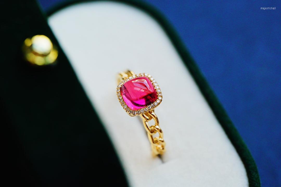 

Cluster Rings JHY Solid 18K Rose Gold Nature Red Tourmaline 1.9ct Gemstones Diamonds For Women Fine Jewelry Presents