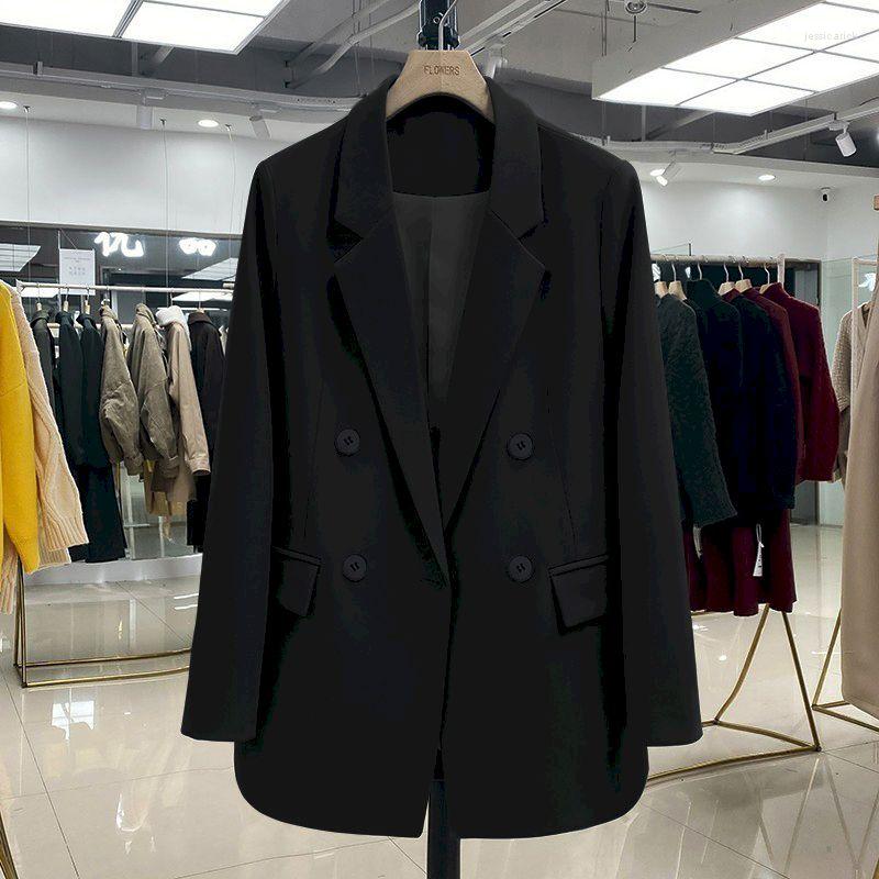 

Women's Suits Insozkdg Oversized Leisure Women Blazers Autumn Office Lady Pocket Blazer Jackets For Solid Color Coats Ladies, Black
