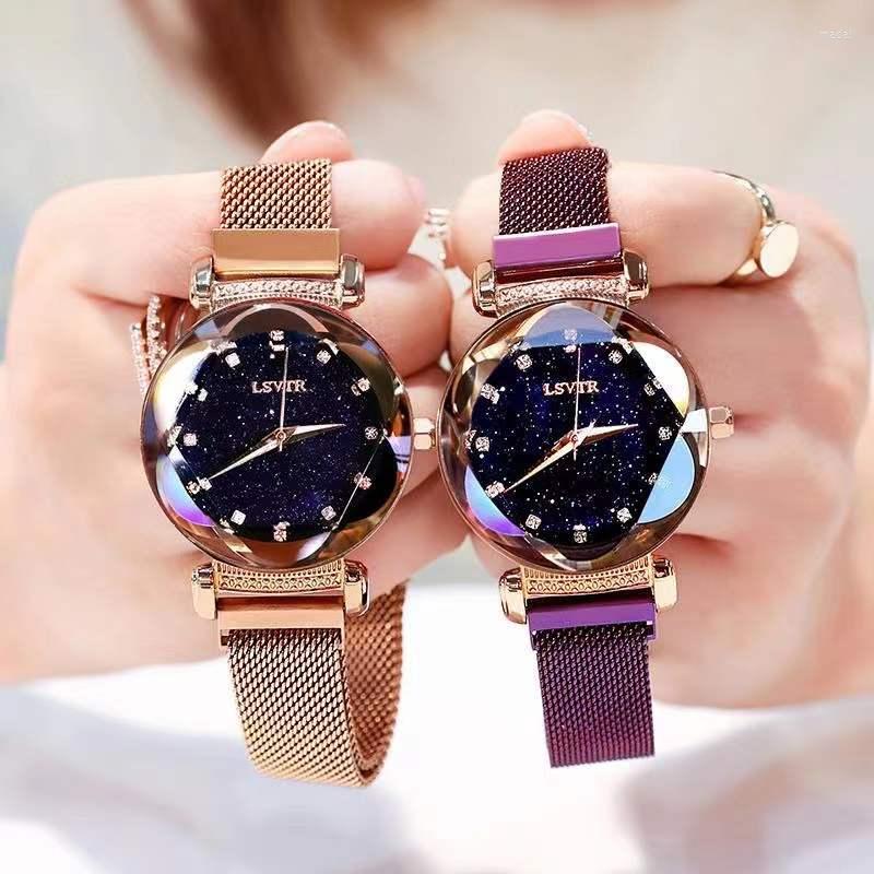 

Wristwatches Ladies Magnetic Starry Sky Clock Luxury Women Watches Fashion Diamond Female Quartz Relogio Feminino Zegarek Damski