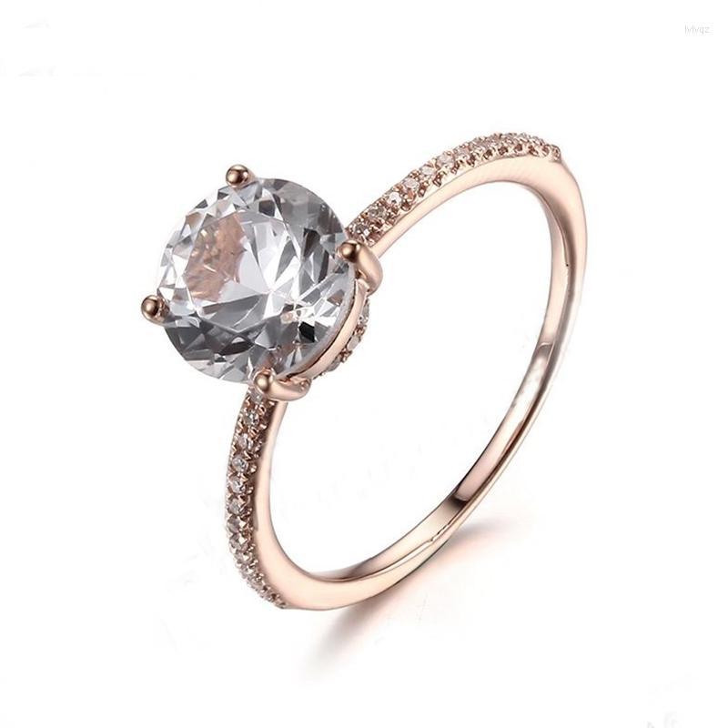 

Cluster Rings Solid 10K White Gold 2.7ct Genuine Topaz Ring Engagement Diamonds For Women Wedding Romantic Exquisite Gift Jewelry