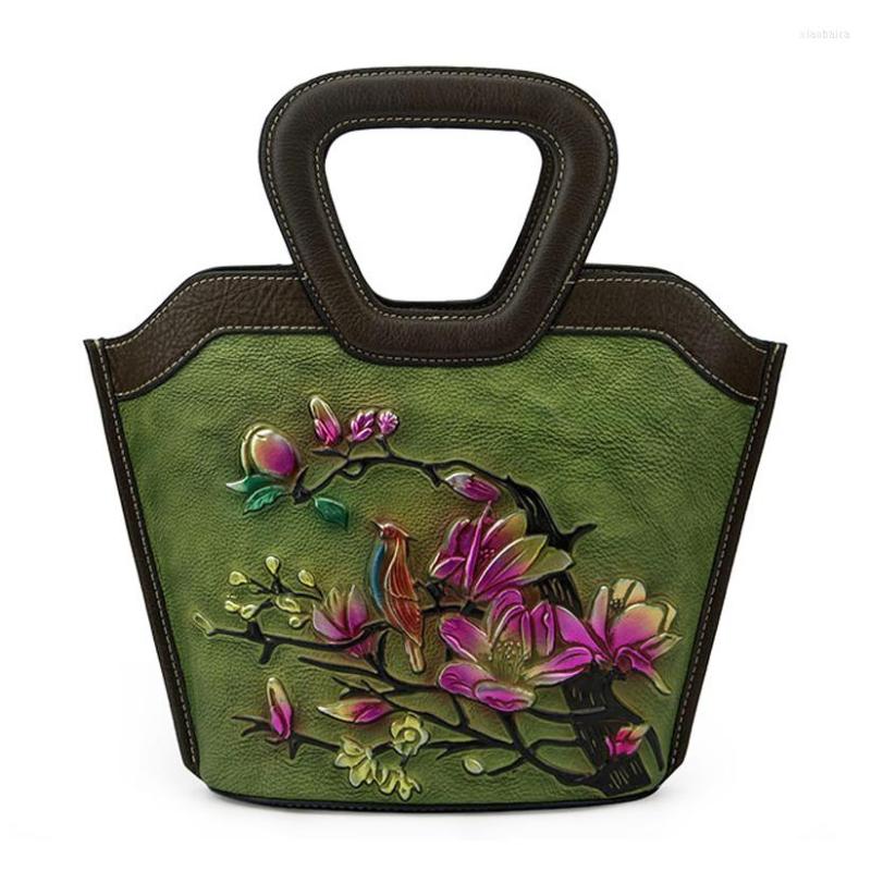 

Evening Bags Casual Tote Female Luxury Handbag Large Capacity Shoulder Bag Women Ladies Vintage Genuine Leather Crossbody Sac A Main, Green