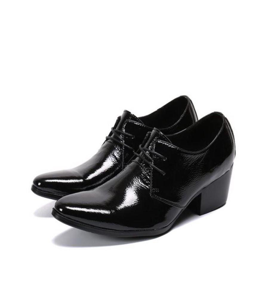 

Fashion Forward Mens Black Formal Shoes Lace Up Trending Patent Leather Shoes For Man Pointed Toe High Heels Party Show Shoes Stag8955465