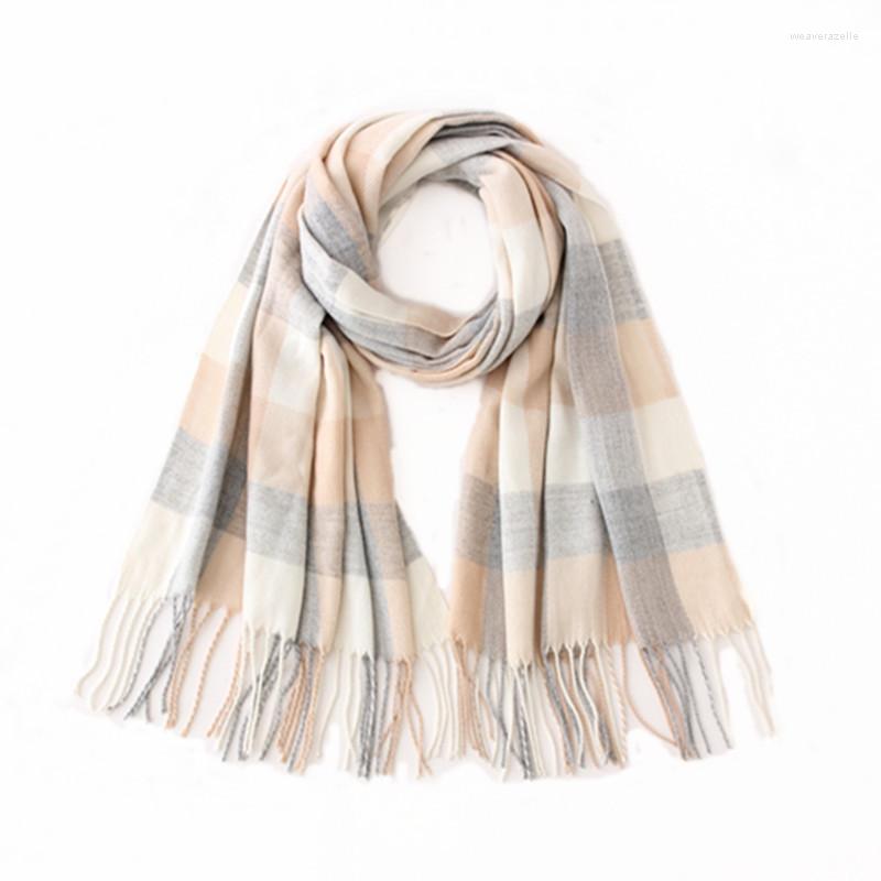 

Scarves Classic Plaid Cashmere Scarf Shawl Women Warm Centaur Cloak Thick Knitted Blanket Blended 2023
