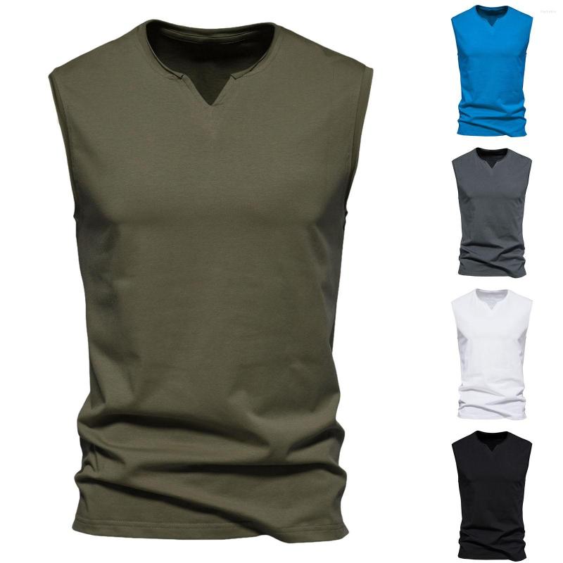 

Men's Tank Tops Mens Top V-neck Solid Color Bottoming Shirts Sleeveless Muscle Vest Workout Sports Bodybuilding Tee Shirt, Black