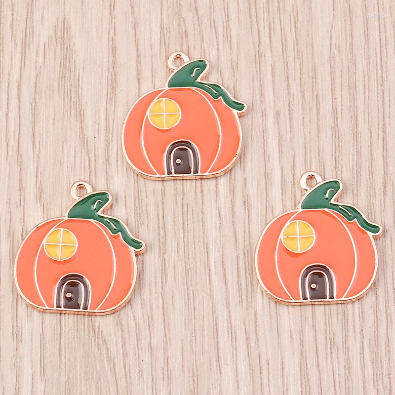 

Charms 10/20pcs Alloy Drip Oil Pumpkin House Charm Pendants KC Gold Color Tone Jewelry DIY Bracelet Earring Keychain Halloween