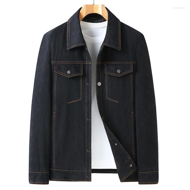 

Men's Jackets Autumn Lagre Arrival Youth Super Lapel Jacquard Fashion Men's Denim Jacket Plus Size  XL 2XL 3XL 4XL 5XL 6XL 7XL 8XL, Black