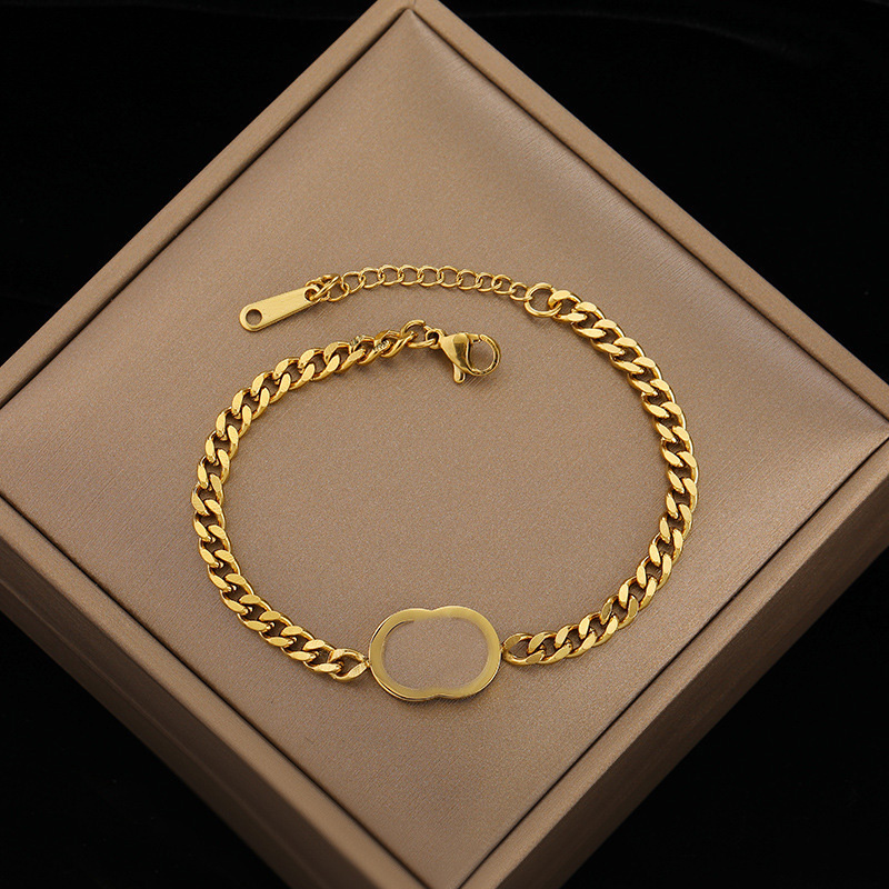 

Fashion Titanium Steel Bangle Bracelets Luxury Brand Chain Bracelet Womens Couple Love Letter Bracelet 18k Gold Plated Famous Designer Jewelry