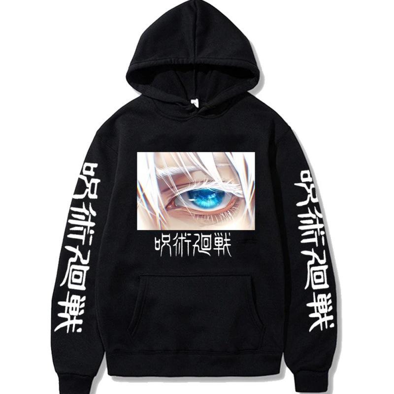 

Men's Hoodies & Sweatshirts Jujutsu Kaisen Gojo Satoru Eyes Hooded Anime Streetwear Man Women Sportswear Pullover Sweatshirt, Gray1