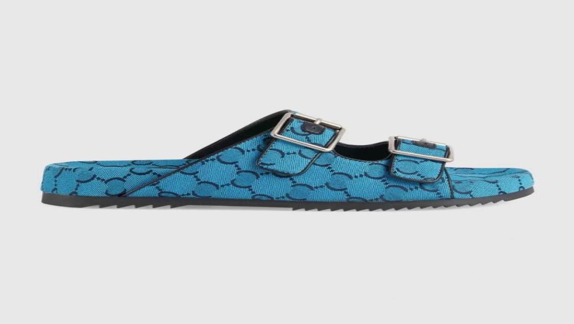 

2022 Women Multicolor Flat Slippers Sandals With 2 Straps Lady Fashion Metal Buckle Beach Slides Men039s laceup Scuffs For Sum6552023, Gold