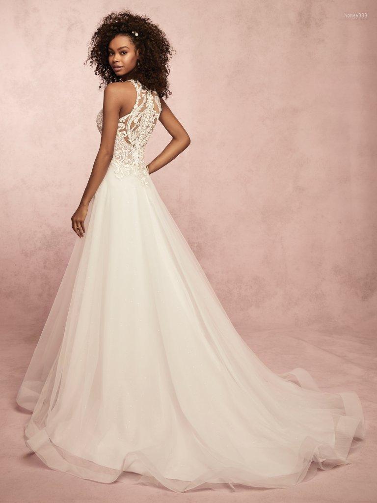 

Casual Dresses Elegant Lace Cap Sleeveless Wedding Dress Bohemian Applique A-line Bridal Gown Backless Button Tulle Skirt, White