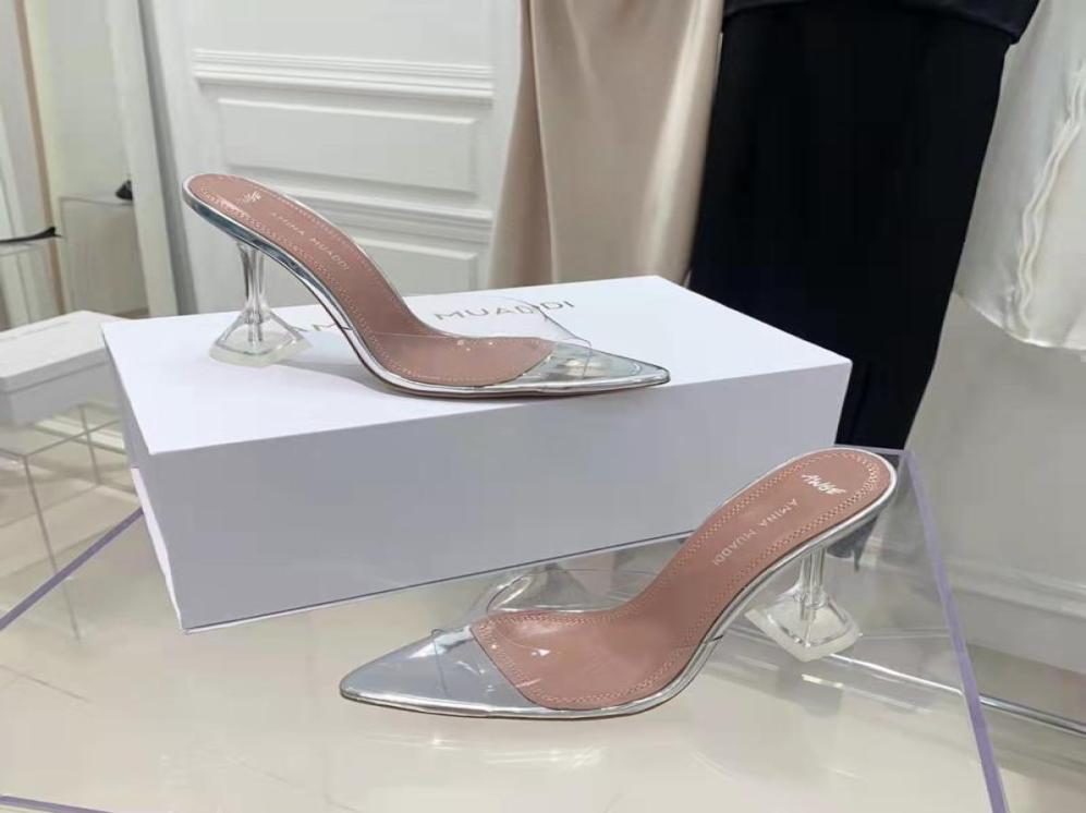 

Fashion Season Shoes Amina Italy Muaddi Slippers Mules Awge Caroline Clear Pvc Sandals5340076, White