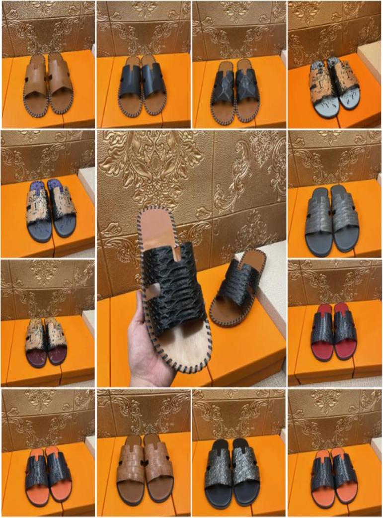 

2023 Men Leather Slippers H Summer Sandal Shoes 3846 Mens sizes slip on mule Beach pool Slide Crocodile Snake Skin Flip Flops Ita9078248, Multi