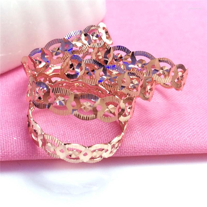 

Cluster Rings 585 Purple Gold Shiny Hollow For Women14K Rose Simple Open Geometric Classic Elegant Luxury Party Wedding Jewelry