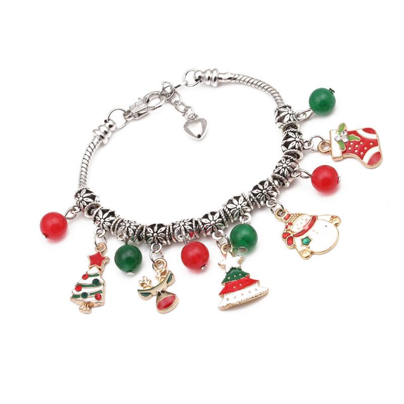 

Link Bracelets Chain Trendy Christmas Elk Snowman Snowflake Bracelet For Daughter Bell Socks Santa Jewelry Year GiftsLink