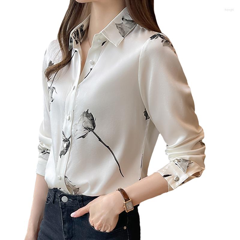 

Women' Blouses 2023 Women' Blouse Spring Autumn Bottoming Print OL Lady Trendy Shirts Long Sleeve Female Chiffon Tees Tops Clothes, Flower