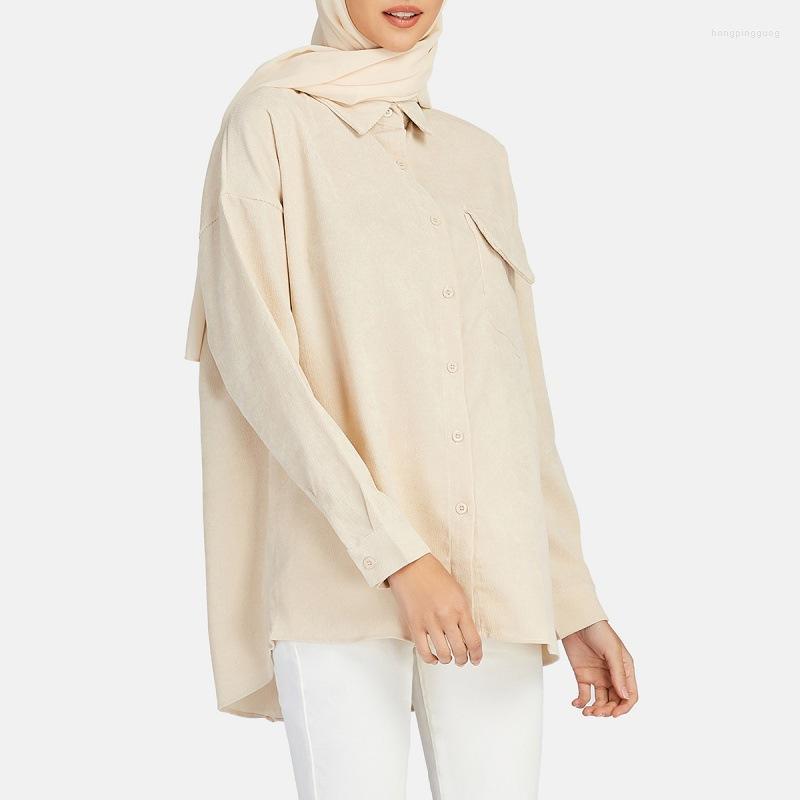 

Women's T Shirts Solid Color Single Breasted Long Sleeves Muslin With Pockets Spring Summer Chic Women Tops Tees, White