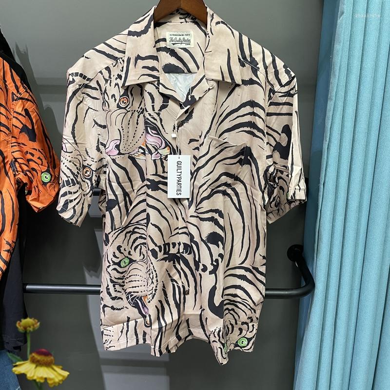 

Men's T Shirts Wacko Maria Men Clothing Tiger Hawaiian Short Sleeve Shirt Fashion Couple Dress One Day Ship Out