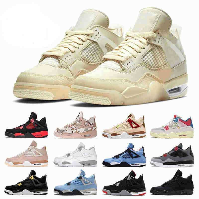 

4 Jumpman 4s Basketball Shoes Trainers Off Sail University Blue Sneakers Black Cat White Oreo New Bred Infrared Mens Womens Red Thunder, 40-47 fiba