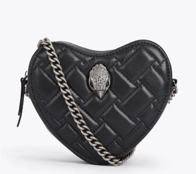 

London Designer bag Kurt Geiger Heart Shape Eagle Head Kensington Rainbow Micro Fiber Leather Rainbow and black Color and Purse Shoulder Bag Small Messenger Bag, Multi