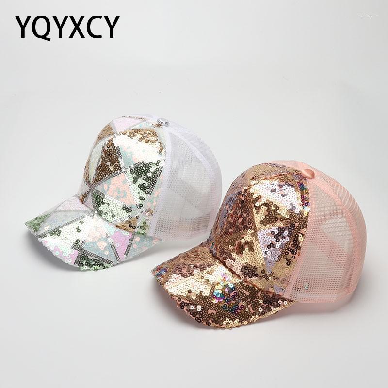 

Ball Caps YQYXCY Mesh Cap Women Snapback Sequins Baseball Hats For Hip Hop Casual Dad Hat Female Gorro Casquette Bone, White