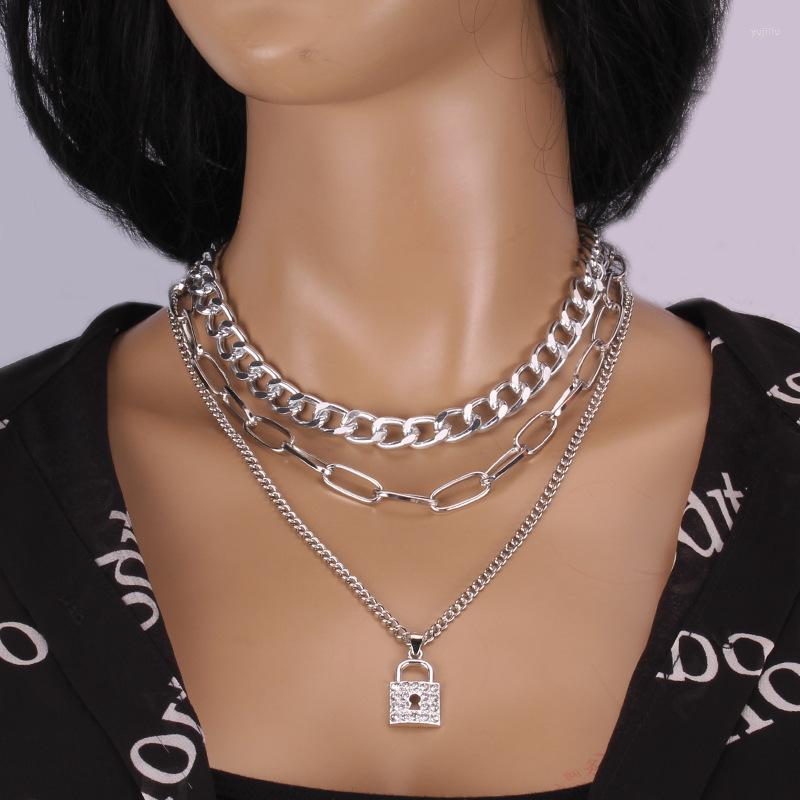 

Chains Multi Layered Padlock Chain Collar Choker Necklace For Women Punk Goth Cute Female Fashion Jewelry