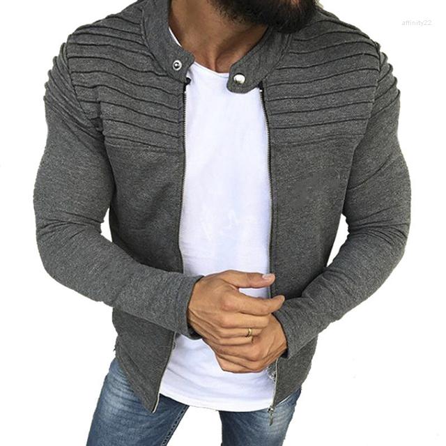 

Men's Jackets 2023 Casual Sports Jacket Slim Fit Striped Zip Long Sleeve Fall Cardigan, Beige