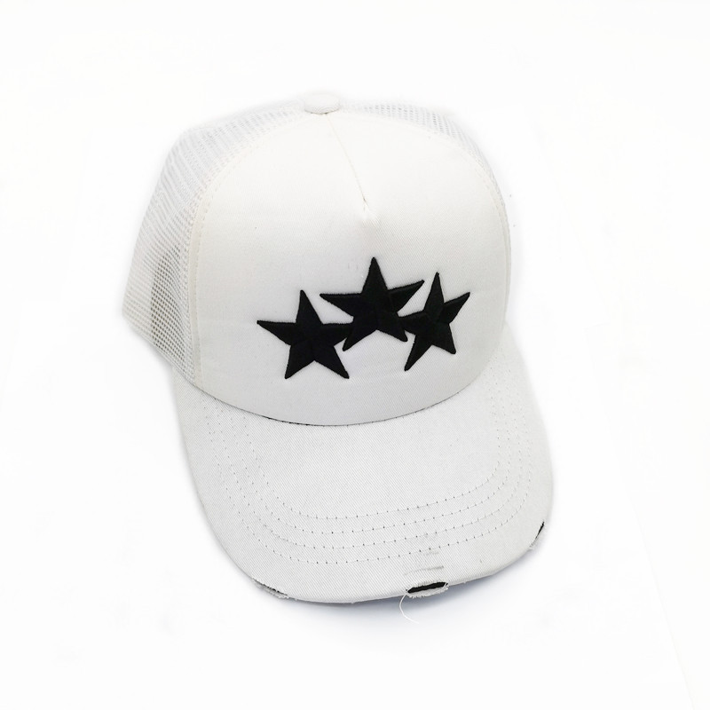 

American Summer Male and Female Personality Five-Pointed Star Embroidery Mesh Caps Peaked hat Breathable Sun-Proof Baseball Cap, Aspic
