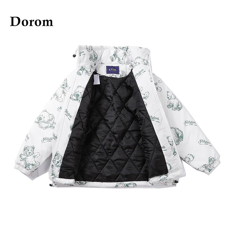 

Leather Streetwear Cartoon Bear Print Hip Hop Down Cotton Jackets Women Winter Thicken Parkas Men Warm Windbreaker Casual Oversized Coat, Black