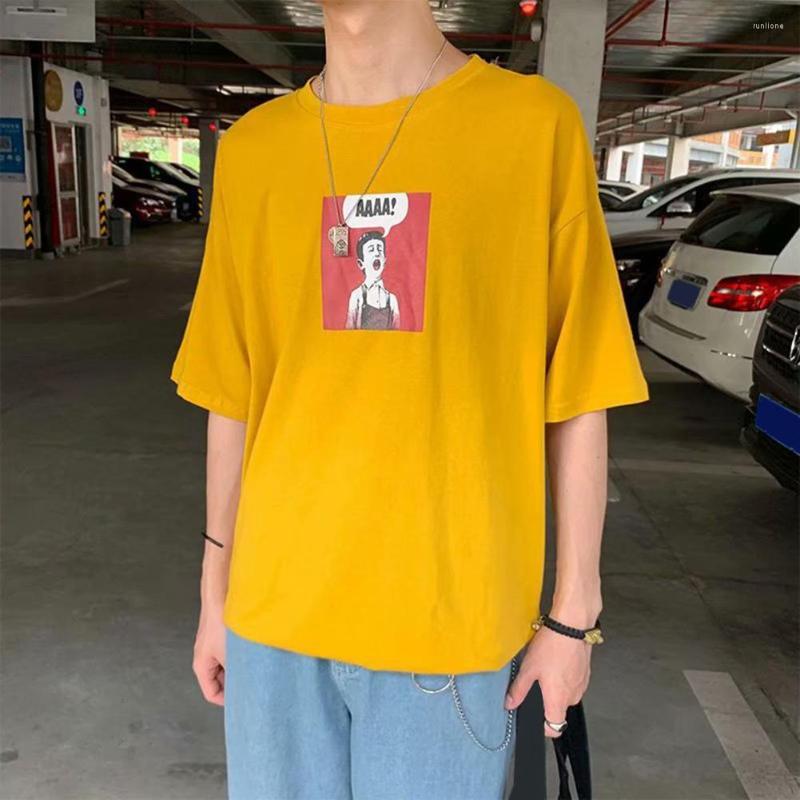 

Men's Tank Tops Mens Business Casual Short Sleeved Shirt Men Cartoon Sleeve Round Neck Breathable Loose T-shirt Tee Top Blouse, Black