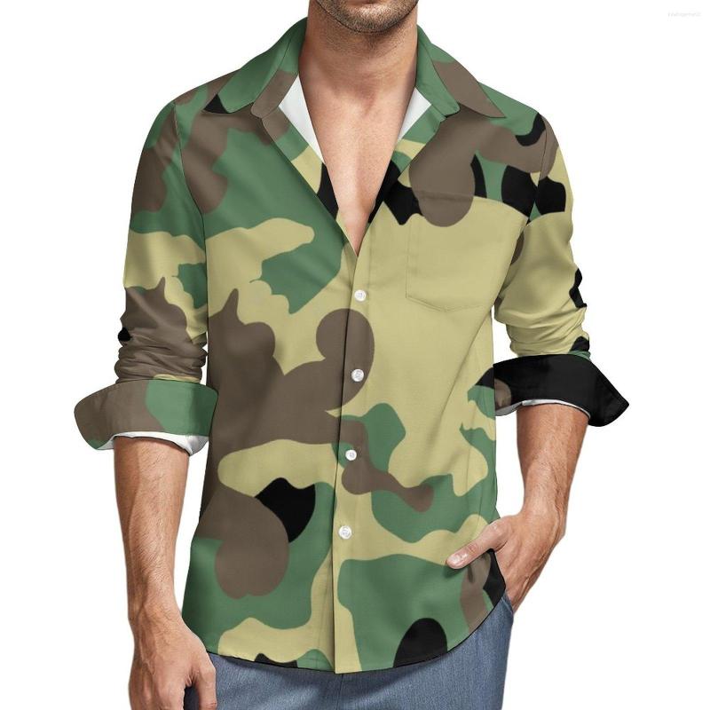 

Men's Casual Shirts Army Camouflage Print Streetwear Shirt Male Green Camo Autumn Retro Blouses Long Sleeve Design Oversize Clothing, Style-9