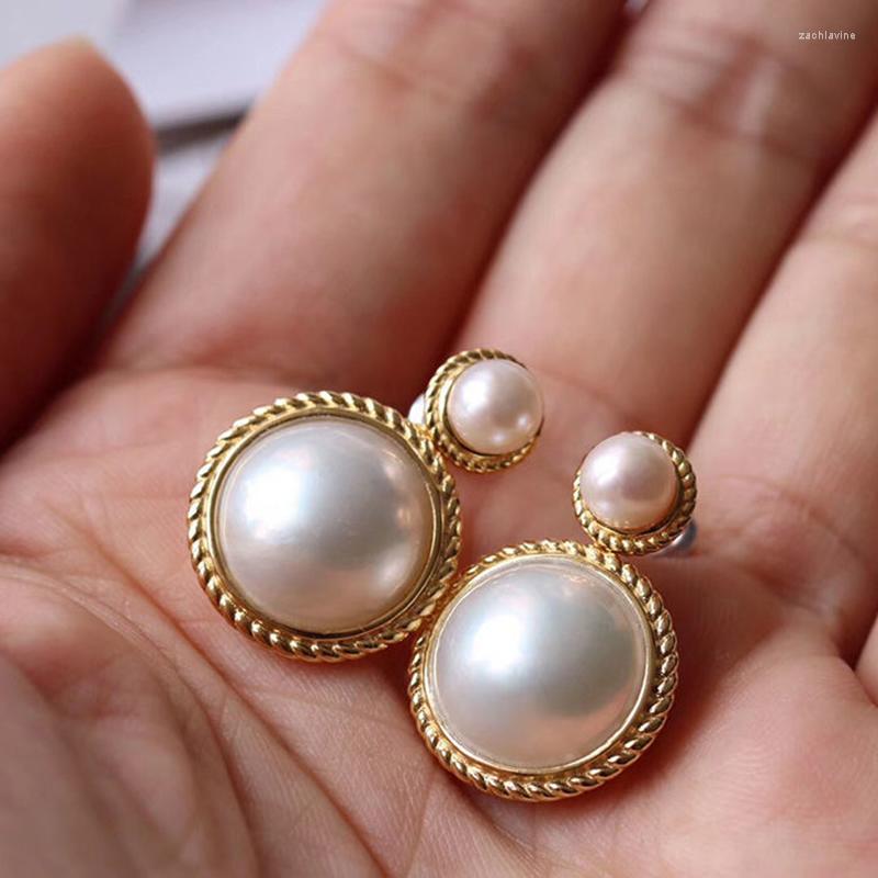 

Dangle Earrings Designer Original Silver Inlaid Round Pearl Unique Gold-plating Process Retro Noble Luxury Charm Ladies Jewelry