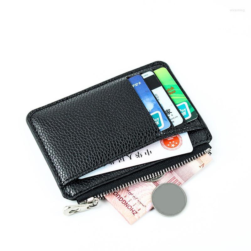

Card Holders Ultra-thin Zipper Holder Leather Women Men Wallet 9 Slots Bank/ID/ Organizer Purse Slim Unisex Tarjetero, 2slots