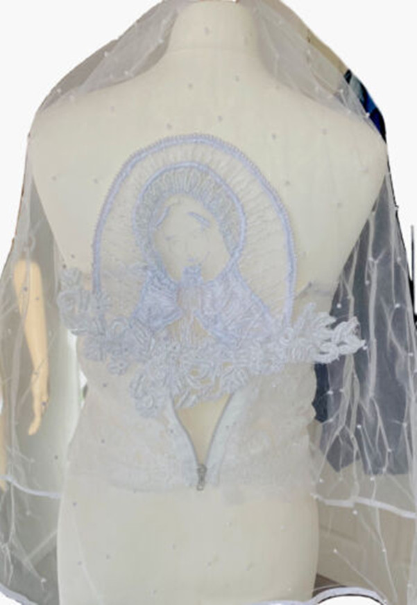 

Hand Embroidery Bridal Veil Wedding Or Holy Communion Veil With Comb - White