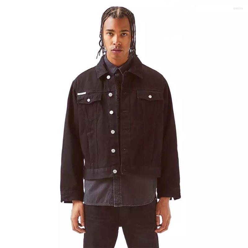 

Men's Jackets Vintage Wash Black Denim Jacket Streetwear Hip Hop Men Women Unisex Jean Coat Clothing Chaqueta, Picture shown