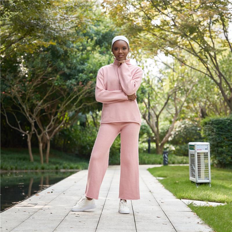 

Ethnic Clothing Muslim Woman's Sets Fashion Knitting Suit Large Size Loose Sweater Wide Leg Pants Two Piece Set Dubai Abaya Donsignet